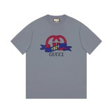Gucci Logo Print Short Sleeves Unisex Casual Cotton T-Shirts Multicolor
