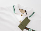 Gucci Double G Embroidered Polo Shirt Couple Green Stripe Academy Style Short Sleeve
