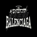 Gucci x Balenciaga Logo Print Short Sleeves Unisex Casual Cotton T-Shirts Three Colors