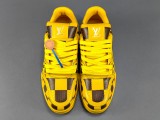 Louis Vuitton Trainer Fashion Low Casual Board Shoes Men Checker Rendering Sneakers Yellow