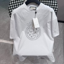 Gucci Hot Diamond Logo Round Neck T-shirt Couple Casual Cotton Short Sleeves