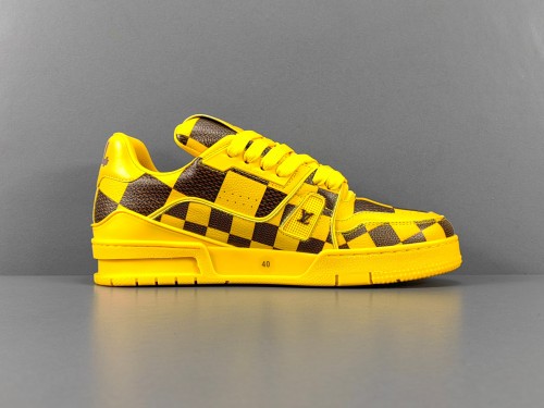 Louis Vuitton Trainer Fashion Low Casual Board Shoes Men Checker Rendering Sneakers Yellow