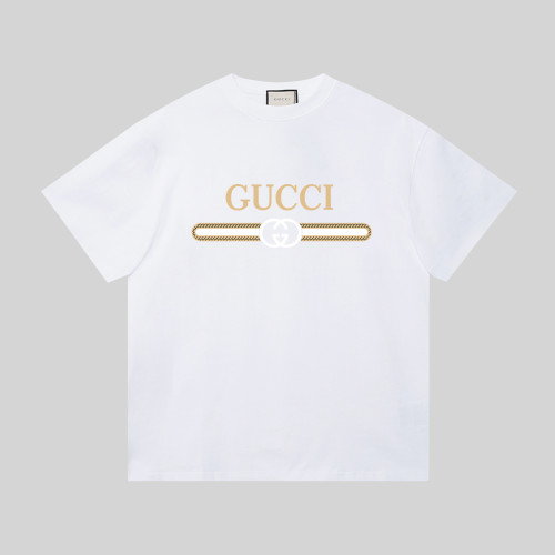 Gucci Logo Printed Round Neck T-shirt Unisex Casual Cotton Short Sleeves