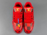 Louis Vuitton Trainer Fashion Low Casual Board Shoes Men Checker Rendering Sneakers Red