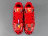Louis Vuitton Trainer Fashion Low Casual Board Shoes Men Checker Rendering Sneakers Red