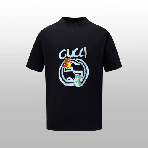 Gucci Dinosaur Logo Printed Short Sleeved Couple Loose Round Neck T-shirt