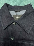 Fendi Fashion Blue Denim Button Jacket Unisex Cuff Adorned With Contrast Gradient FF Pattern Jackets