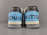 Louis Vuitton Trainer Fashion Low Casual Board Shoes Men Rendering Sneakers Black Blue