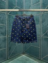 Louis Vuitton Classic Men LV Blason Embroidery Depiction Pattern Casual Denim Shorts