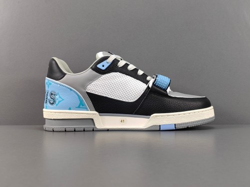 Louis Vuitton Trainer Fashion Low Casual Board Shoes Men Rendering Sneakers Black Blue