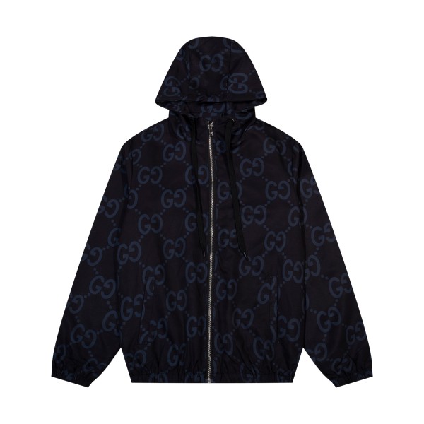 Gucci Full Double G Print Coat Unisex Hooded jacket