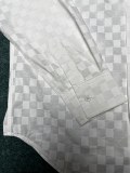 Louis Vuitton Wavy Damier Pattern Long Sleeve Shirt Men Fashion Cotton Silk Elegant Shirt Coats