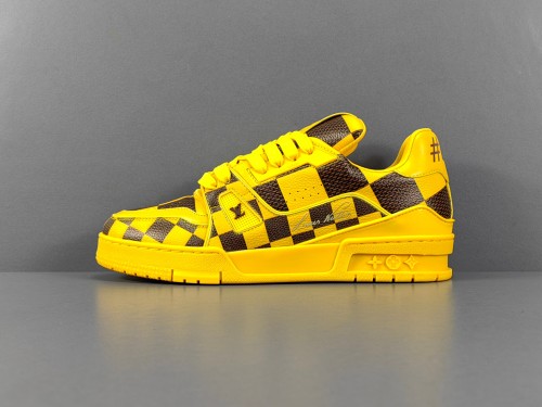Louis Vuitton Trainer Fashion Low Casual Board Shoes Men Checker Rendering Sneakers Yellow