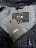 Fendi Fashion Blue Denim Button Jacket Unisex Cuff Adorned With Contrast Gradient FF Pattern Jackets