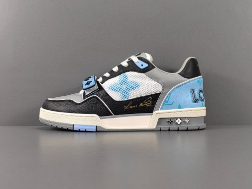 Louis Vuitton Trainer Fashion Low Casual Board Shoes Men Rendering Sneakers Black Blue