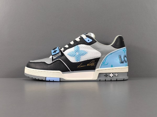 Louis Vuitton Trainer Fashion Low Casual Board Shoes Men Rendering Sneakers Black Blue