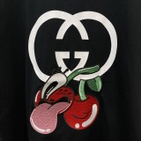 Gucci Cherry Double G Embroidered T-shirt Fashion Couple Casual Short Sleeve Three Colors