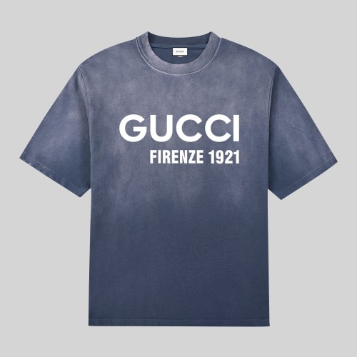 Gucci High Street Wash Print T-shirt Unisex Casual Cotton Short Sleeves