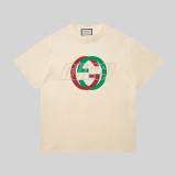 Gucci Logo Round Neck T-shirt Couple Casual Cotton Short Sleeve