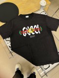 Gucci High Street Wash Print T-shirt Couple Casual Cotton Short Sleeves
