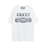 Gucci Colored Rabbit Lette Print T-shirt Couple Cotton Short Sleeve
