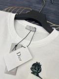 Dior High Street Embroidered Logo Print T-Shirt Unisex Casual Cotton Short Sleeve