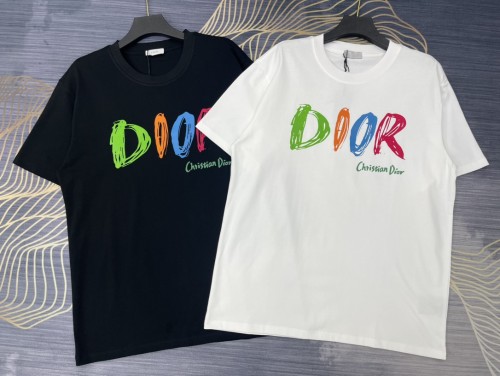 Dior Letter Logo Print Short Sleeve Unisex Casual Cotton T-Shirt