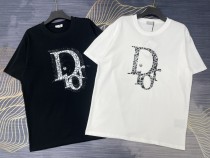 Dior Letter Logo Printed T-shirt Unisex Loose Cotton Short Sleeve