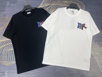 Dior Colorful Embroidered Logo T-shirt Unisex Loose Cotton Short Sleeve