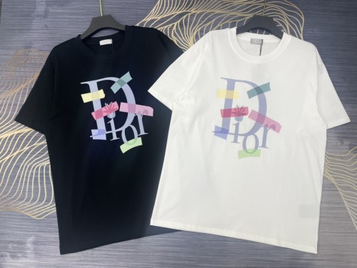 Dior Fashion Letter Logo Printed T-shirt Unisex Loose Cotton Short Sleeve