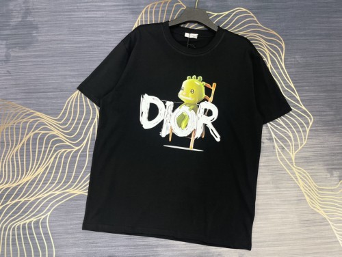 Dior Cartoon Logo Print T-shirt Unisex Casual Cotton Short Sleeve