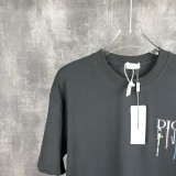 Dior High Street Graffiti Logo Print T-shirt Unisex Cotton Casual Short Sleeves