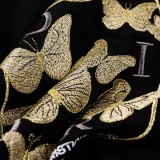 Dior Gold Butterfly Embroidered T-shirt Unisex Casual Round Neck Short Sleeves