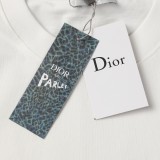 Dior 47 Leather Embroidered T-shirt Unisex Casual Loose Short Sleeves