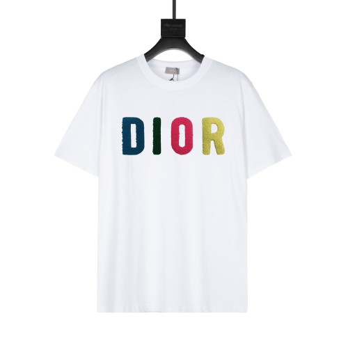 Dior Toothbrush Embroidered Logo Print T-shirt Couple Cotton Short Sleeves