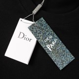 Dior Gold Butterfly Embroidered T-shirt Unisex Casual Round Neck Short Sleeves