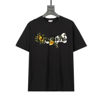Dior Flower Logo Print T-shirt Unisex High Street Cotton Short Sleeves