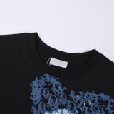 Dior Classic Fantasy Love Old Flower Print Letter Logo T-shirt Couple Casual Short Sleeve
