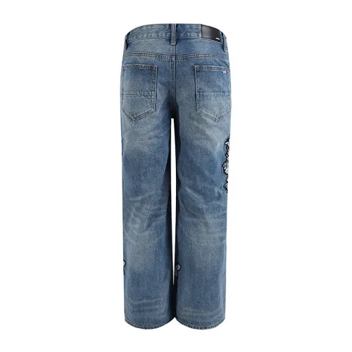 Amiri New Fashion Embroidered Jeans Unisex Casual Straight Leg Pants