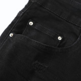 Amiri Fashion Distressed Patches Jeans Casual Street Slim Black Pants