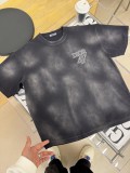 Dior Washed Old Personalized Print Short Sleeves Unisex Cotton Loose T-shirt