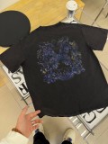 Dior Washed Old Butterfly Print Short Sleeves Unisex Cotton Loose T-shirt