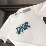 Dior High Street Speckle Logo Printed T-shirt for Couples Casual Short Sleeves