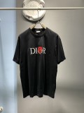 Dior Dragon Totem Velvet Embroidered Short Sleeve Unisex Casual Loose T-shirt