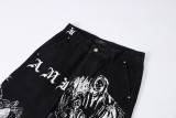 Amiri New Fashion Washed Jeans Casual Print Loose Pants