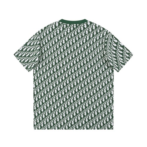 Dior High Street Full Print Logo Print Short Sleeve Unisex Contrast Round Neck T-shirt
