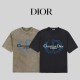 Dior Washed Old CD Print Short Sleeves Unisex Cotton Loose T-shirt