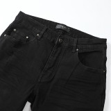 Amiri Fashion Distressed Patches Jeans Casual Street Slim Black Pants