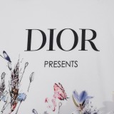 Dior 1947 Letter Flower Logo Printed Short Sleeve Unisex Round Neck T-shirt