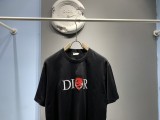 Dior Dragon Totem Velvet Embroidered Short Sleeve Unisex Casual Loose T-shirt